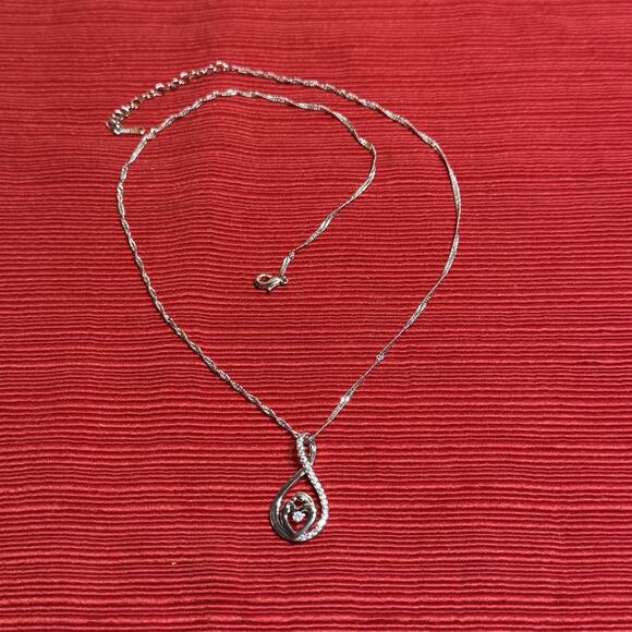 Sterling 925 Mother And Child Crystal Accent Pendant Necklace with extender50 - Picture 5 of 7